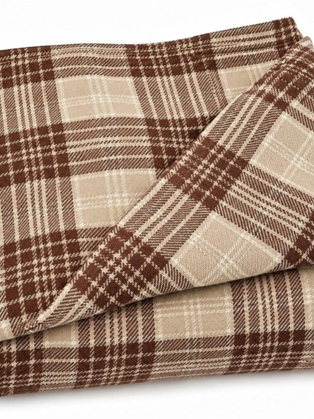 Vintage Ralph Lauren Full Queen Blanket 90x90 Brown Plaid Cotton Made USA
